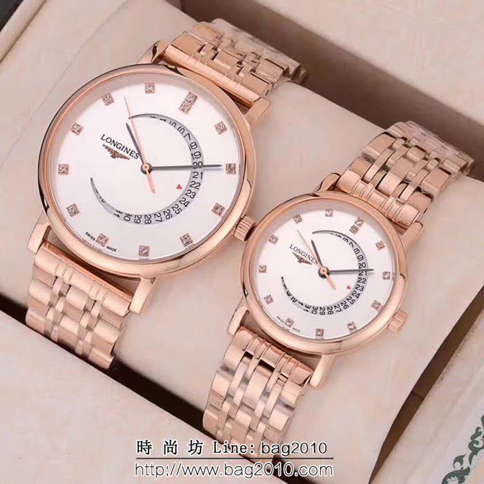 LONGINES浪琴 精鋼表殼 石英機芯 情侶對表 WSS0351